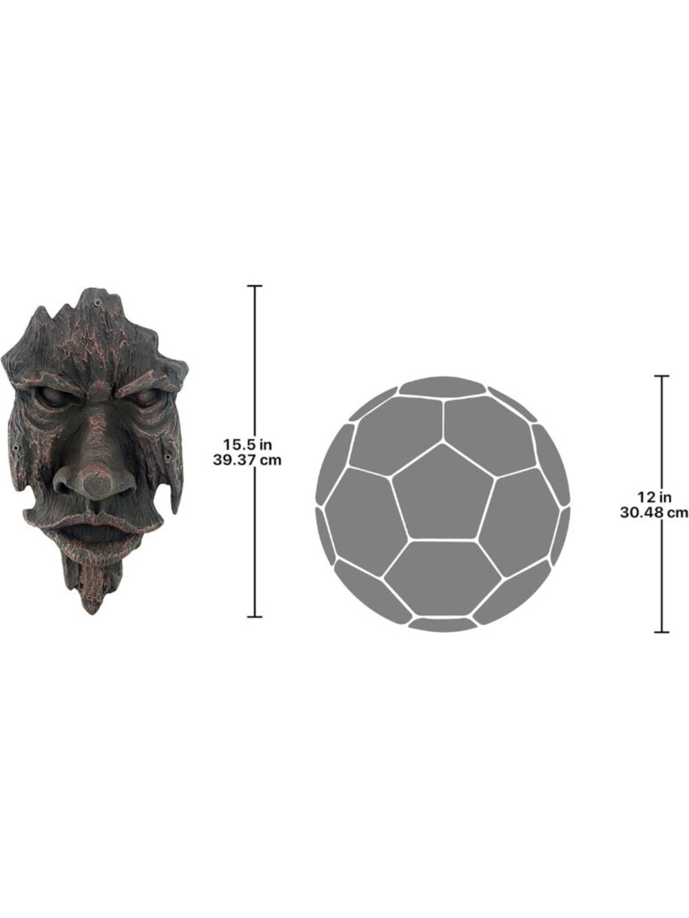 15” Greenman Tree Face Wall Sculpture - Indoor/Outdoor Fantasy Decor, Cast Stone - Picture 3 of 7